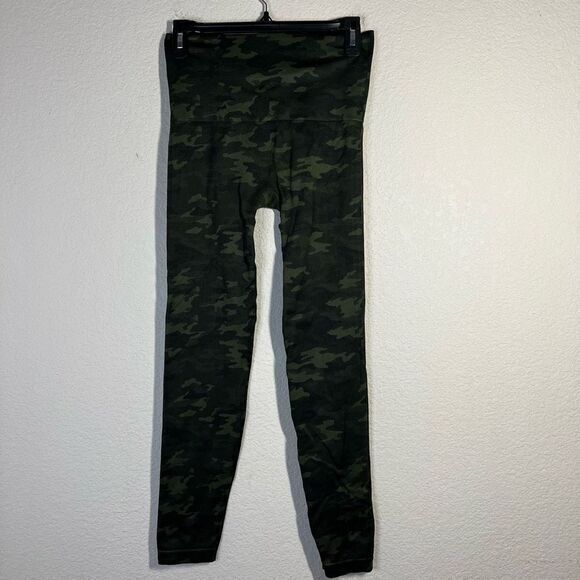 Spanx Womens Look At Me Now Seamless Leggings Green Camo Stretch‎ Pull On Large - Picture 4 of 6